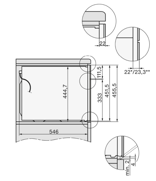 Miele h2860b схема встраивания