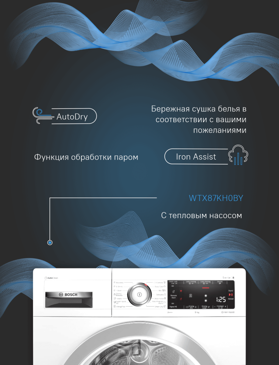 Сушильная машина Bosch WTX87KH0BY купить в Москве в наличии, цена